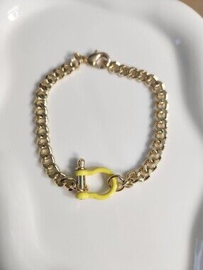 Yellow Horseshoe Charm Holder Bracelet